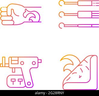Tattoo and piercing tools gradient linear vector icons set Stock Vector