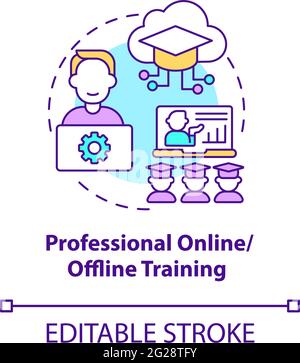 Professional online, offline training concept icon Stock Vector