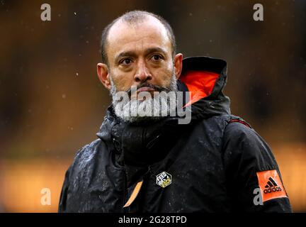 File photo dated 23-05-2021 of Wolverhampton Wanderers manager Nuno Espirito Santo after his final game in charge at the end of the Premier League match at the Molineux Stadium, Wolverhampton. Issue date: Wednesday June 9, 2021. Stock Photo