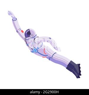Astronaut flying in space. Set of astronaut man character vector design. Representation in various actions. Vector flat, cartoon picture illustration Stock Vector