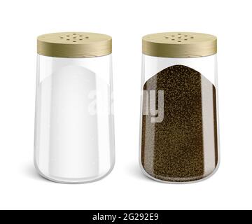 Vector set of salt and pepper shakers, isolated on a white background. Stock Vector