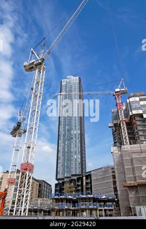 Mixed use high rise apartments, hotel, retail space and offices new building under construction at 250 City Road in Islington London EC1  KATHY DEWITT Stock Photo