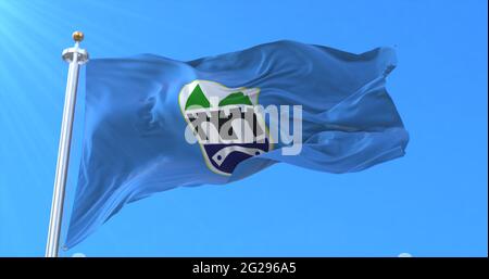 Flag of Sarajevo, capital city of Bosnia and Herzegovina, 3d rendering Stock Photo