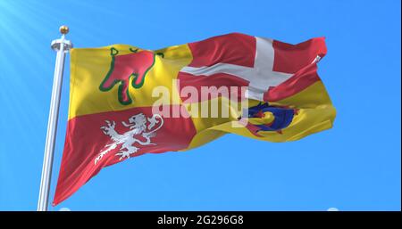 Flag of the region of Auvergne-Rhone-Alpes, France. 3d rendering Stock Photo