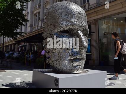 London, United Kingdom. 9th June 2021. The sculpture 'Meditation 626' by Seo Young-Deok in Bond Street, part of the Mayfair Sculpture Trail 2021. (Credit: Vuk Valcic / Alamy Live News). Stock Photo