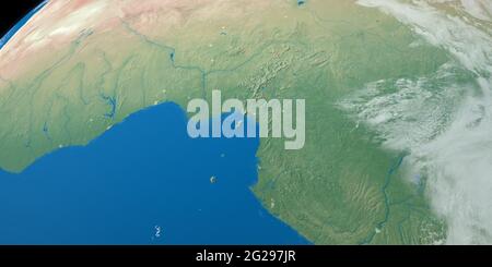 Gulf of Guinea in planet earth, aerial view from outer space Stock Photo