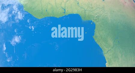 Gulf of Guinea in planet earth, aerial view from space Stock Photo