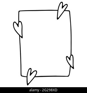 Doodle Valentines Day Frame Hand Drawn Outline Hearts Red Template Isolated On White Background February 14 Sign Rectangular Cute Valentine Empty B Stock Vector Image Art Alamy