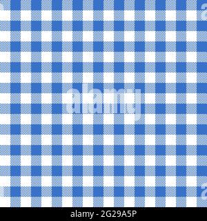 Blue and white checkered seamless pattern. Traditional gingham texture vector background in eps 10 Stock Vector