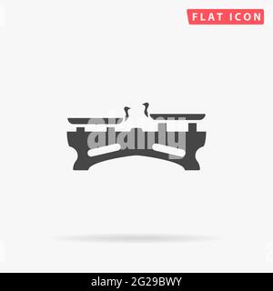 Old scale balance flat vector icon. Hand drawn style design illustrations. Stock Vector