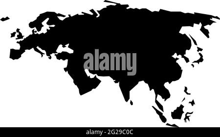 rough silhouette of Europe and Asia, continent isolated on white vector illustration Stock Vector