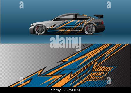 Abstract Race car wrap sticker design and sports background for daily use racing livery or car vinyl stickers Stock Vector