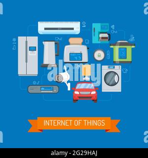 Internet of Things vector concept illustration in flat design Stock Vector