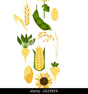 Seamless pattern with agricultural crops. Harvesting background. Stock Vector