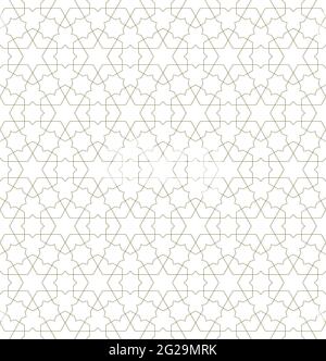 Seamless geometric ornament based on traditional islamic art.Brown color lines.Great design for fabric,textile,cover,wrapping paper,background.Fine li Stock Vector