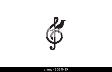 notes music and bird  logo vector icon illustration design Stock Vector