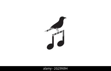 notes music and bird  logo vector icon illustration design Stock Vector