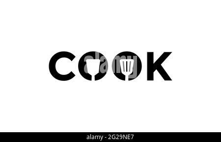 letter cook with spatula logo vector icon illustration design Stock Vector
