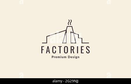 continuous lines building factories logo vector icon illustration design Stock Vector