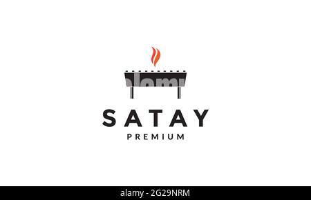 satay grill logo vector icon illustration design Stock Vector
