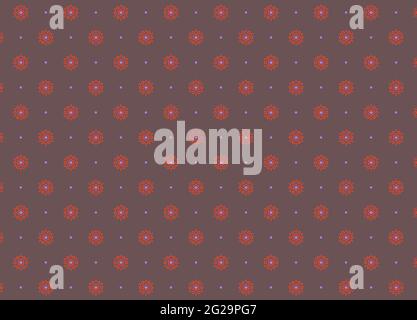 Seamless pattern of red mandala elements in the brown background Stock Photo