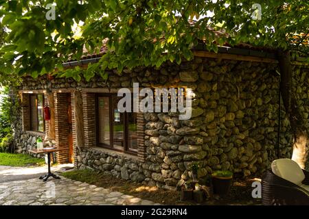 Cozy cafe with tables on the street Stock Photo