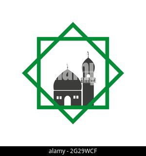 Mosque icon logo vector design. Silhouette mosque on white isolated background Stock Vector