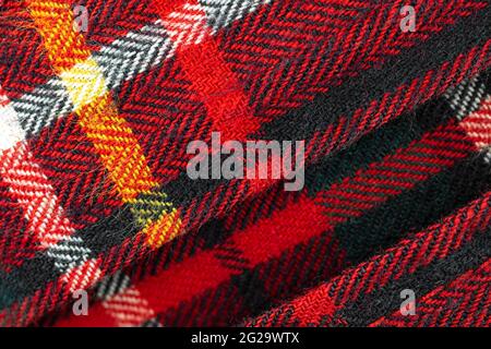 Red checkered pattern, tartan high resolution texture background of fabric cloth textile and cotton material, close-up photo Stock Photo
