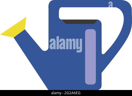 Blue rectangular watering can with yellow spray bottle isolated on white background Stock Vector