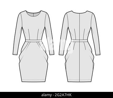 Dress tulip technical fashion illustration with sleeveless, fitted body ...