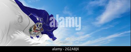 flag of Chief Master Sergeant of the Air Force waving in the wind. USA National defence. Copy space. 3d illustration. Stock Photo