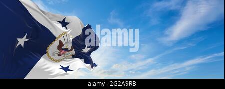 flag of United States Vice Chief of Naval Operations waving in the wind. USA National defence. Copy space. 3d illustration. Stock Photo