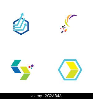 digital finance technologi logo set illustration design template Stock Vector