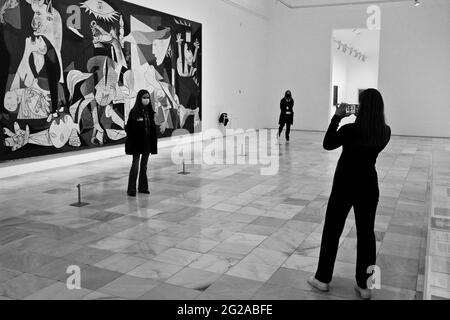 The famous Guernica, by Pablo Picasso, at the Reina Sofia museum, in Madrid, Spain. Stock Photo