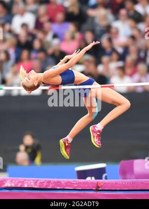 Yuliya Levchenko (Ukraine). High Jump Women, Silver Medal. IAAF World Championships London 2017 Stock Photo