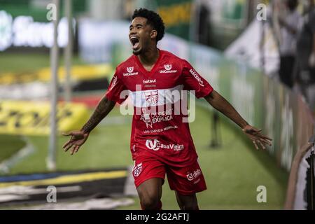 Diogo Silva do CRB celebrates saving penalty and thus winning penalty  competition for CRB during the Copa do Brasil football match between  Palmeiras v CRB at the Allianz Parque stadium in Sao