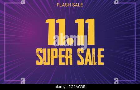 Happyl sale poster or flyer design. Global shopping world day Sale on colorful background. 11.11 Crazy sales. Eps 10 Stock Vector