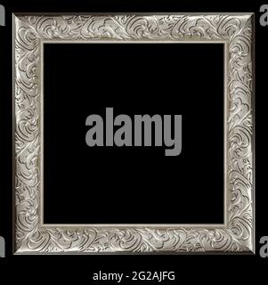 silver vintage picture and photo frame isolated on black background Stock Photo