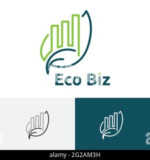 Eco Green Leaf Investing Business Financial Bar Chart Logo Stock Vector