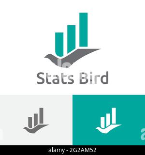 Flying Bird Investing Business Financial Bar Chart Logo Stock Vector