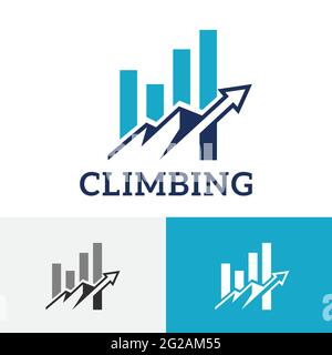 Mountain Climbing Investing Business Financial Bar Chart Logo Stock Vector