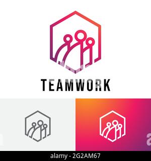 Hexagon Team Work Teamwork Leader Office Group Logo Stock Vector