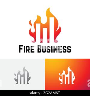 Hot Fire Flame Investing Business Financial Bar Chart Logo Stock Vector