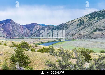 An overlooking landscape view of Lewis and Clark Cavern SP, Montana Stock Photo