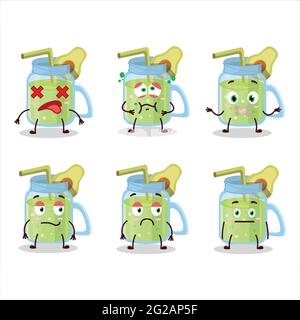 Avocado smoothie cartoon character with nope expression. Vector illustration Stock Vector