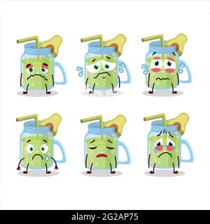 Avocado smoothie cartoon character with sad expression. Vector illustration Stock Vector