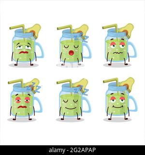 Cartoon character of avocado smoothie with sleepy expression. Vector illustration Stock Vector