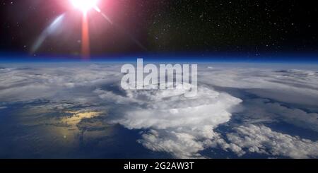 Hurricane view from space. Elements of this image furnished by NASA. Stock Photo