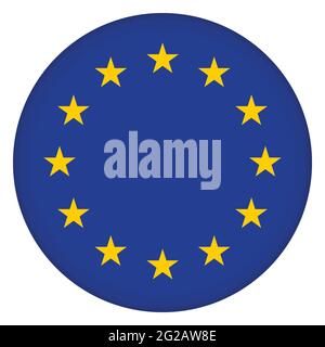 Glass light ball with European Union flag. Round sphere, template icon ...