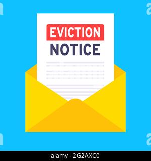 Eviction notice legal document in the envelope vector illustration flat style design. Notice to vacate form eviction credit debt real estate business Stock Vector